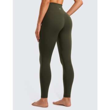 CRZ YOGA Womens Butterluxe Crossover High Waist Leggings 28" - Olive Green X-Small
