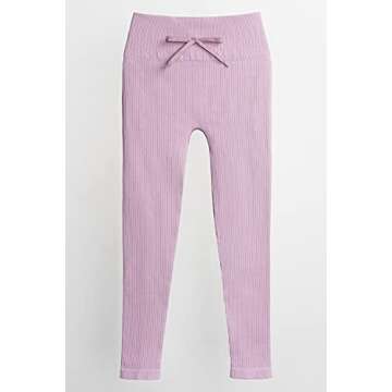 QINSEN Women Workout 2 Piece Outfits Ribbed High Waist Legging Gym Yoga Bodycon Long Sleeve Sports Crop Tops Sets Dusty Pink L