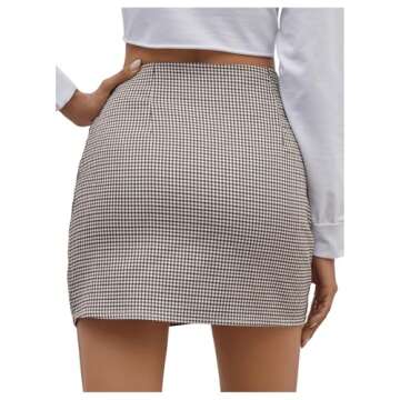Floerns Women's Trendy Brown Multi Plaid High Waist Mini Skirt XS