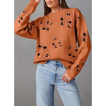 Dokotoo Women's Cozy Floral Printed Sweater for Fall