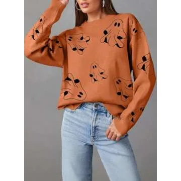 Dokotoo Women's Cozy Floral Printed Sweater for Fall