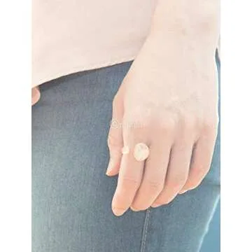 Elegant 14K Gold-Plated Statement Ring with Light Pink Simulated Rose Quartz - Hypoallergenic & Lightweight, Dainty & Simple for Daily Wear - Minimalist Jewelry by MJLULU