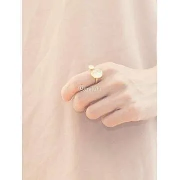 Elegant 14K Gold-Plated Statement Ring with Light Pink Simulated Rose Quartz - Hypoallergenic & Lightweight, Dainty & Simple for Daily Wear - Minimalist Jewelry by MJLULU