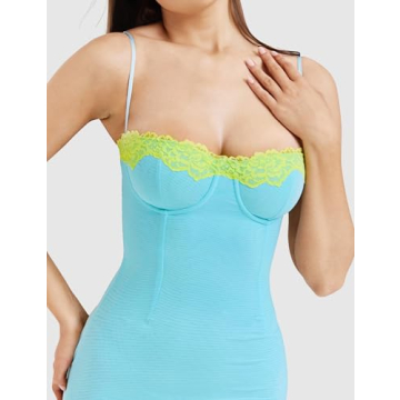 Elegant ISZPLUSH Women's Lace Trim Bodycon Maxi Dress