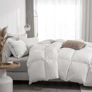APSMILE Twin Size Feathers Down Comforter - Ultra Soft All Seasons 100% Organic Cotton Feathers Down...