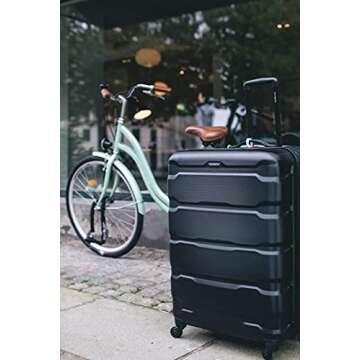 Samsonite Omni PC Hardside Expandable Luggage with Spinner Wheels, Checked-Medium 24-Inch, Black