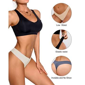 DEANGELMON Seamless Thongs for Women No Show Thong Underwear Women Comfortable Multiple Pack (6P8,S-...