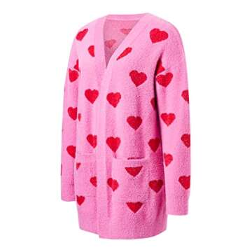 Heart Print Cardigan Sweaters for Women Y2k Cute Button Down Knitted Sweater Casual Knit Valentine's...