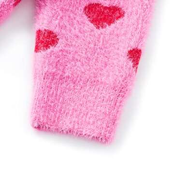 Heart Print Cardigan Sweaters for Women Y2k Cute Button Down Knitted Sweater Casual Knit Valentine's Day Top (Fleeced-Pink, M)