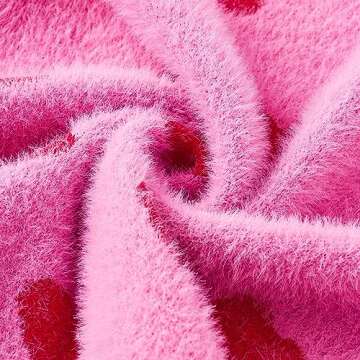 Heart Print Cardigan Sweaters for Women Y2k Cute Button Down Knitted Sweater Casual Knit Valentine's Day Top (Fleeced-Pink, M)