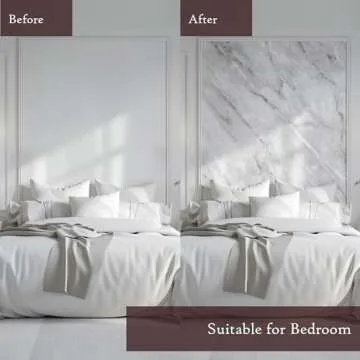 Marble Peel and Stick Wallpaper (39" x 118", White Matte) Self-Adhesive Renter Friendly Contact Pape...