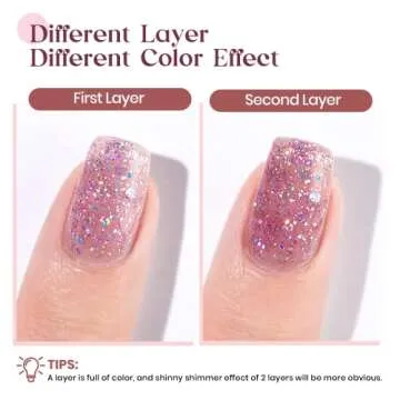 MIZHSE Pink Glitter Gel Nail Polish - Sparkling Manicure