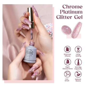 MIZHSE Pink Glitter Gel Nail Polish - Sparkling Manicure
