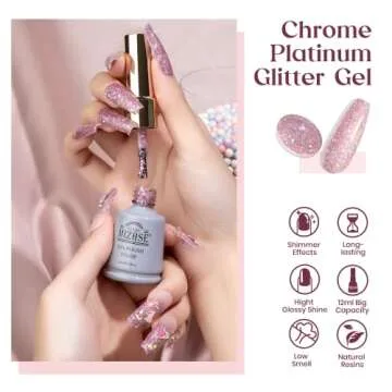 MIZHSE Pink Glitter Gel Nail Polish - Sparkling Manicure