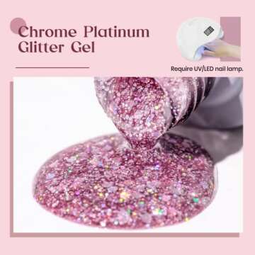 MIZHSE Pink Glitter Gel Nail Polish - Sparkling Manicure