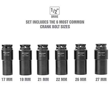 OEMTOOLS 25276 6 Piece Harmonic Balancer Puller Socket Set, Crankshaft Bolt Removal Tool Heavy Duty ...