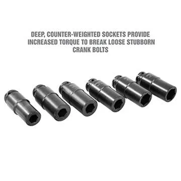 OEMTOOLS 25276 6 Piece Harmonic Balancer Puller Socket Set, Crankshaft Bolt Removal Tool Heavy Duty Impact Sockets, Harmonic Balancer Socket 17mm -27 mm, Chrome Moly Steel, 1/2" Drive