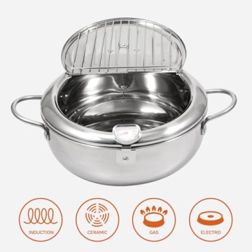 Kerilyn 9.4" Tempura Frying Pot with Thermometer & Drainer