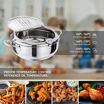 Kerilyn 9.4" Tempura Frying Pot with Thermometer & Drainer