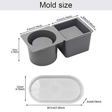 Silicone Flowerpot Mold Set, Round + Square Shape DIY Planter Pot Mould Succulent Plant Concrete Flower Pot Molding Tool for Making Cactus Small Plants Pot or Candle Containers (Type B)
