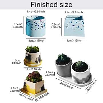 Silicone Flowerpot Mold Set, Round + Square Shape DIY Planter Pot Mould Succulent Plant Concrete Flower Pot Molding Tool for Making Cactus Small Plants Pot or Candle Containers (Type B)