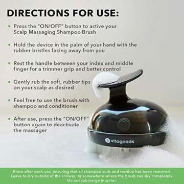 Vitagoods 2-Speed Vibrating Scalp Massaging Shampoo Brush, Lucite Green