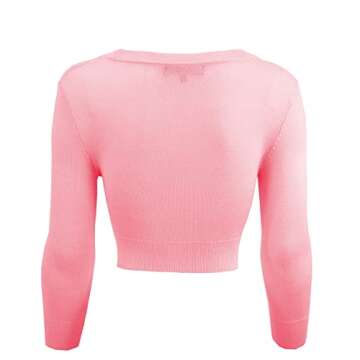 YEMAK Women's Cropped V-Neck Bolero Cardigan - Soft Knit Sweater