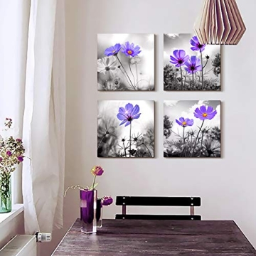 Beautiful Black and White Flower Canvas Art for Home Decor
