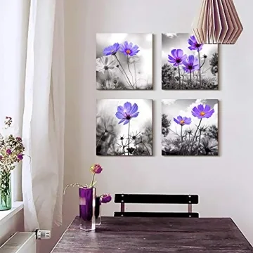 Beautiful Black and White Flower Canvas Art for Home Decor