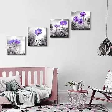 Beautiful Black and White Flower Canvas Art for Home Decor