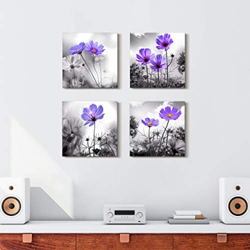 Beautiful Black and White Flower Canvas Art for Home Decor