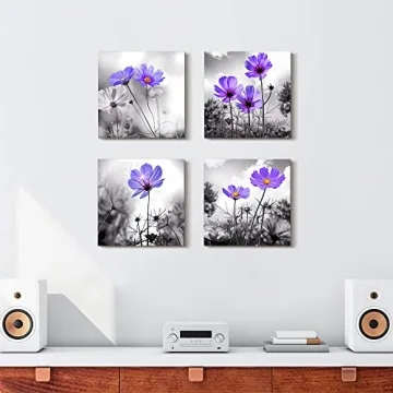 Beautiful Black and White Flower Canvas Art for Home Decor