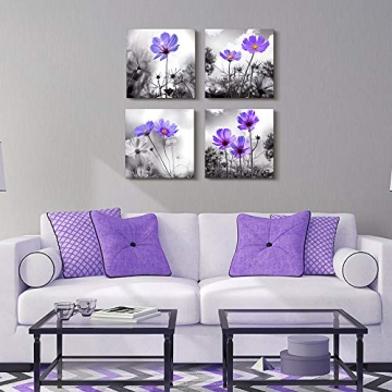 Beautiful Black and White Flower Canvas Art for Home Decor