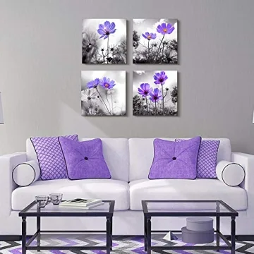 Beautiful Black and White Flower Canvas Art for Home Decor