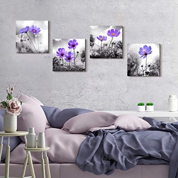 Beautiful Black and White Flower Canvas Art for Home Decor
