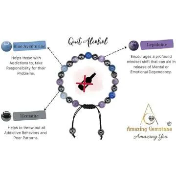 Amazing Gemstone Stop Drinking Alcohol Manifestation Bracelet - Lepidolite Blue Aventurine Hematite ...