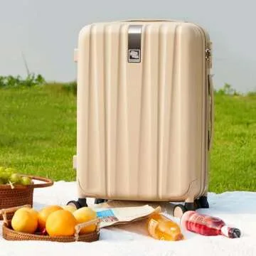 Hanke 20 Inch Carry On Luggage 22x14x9 Airline Approved Lightweight PC Hard Shell Suitcases with Wheels Tsa Luggage Rolling Suitcase Travel Luggage Bag for Weekender（Cuba Sand）