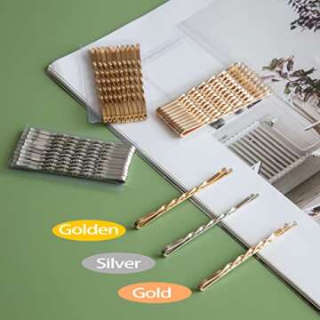 Premium Bobby Pins – Colored Hair Pins for Thick Hair Bun Pins for Women Bulk Bobby Pins Blonde Hair Accessories for Women – Gold, Rose Gold, Silver (60 Pcs, 2.2 inch)