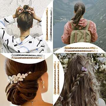 Premium Bobby Pins – Colored Hair Pins for Thick Hair Bun Pins for Women Bulk Bobby Pins Blonde Hair Accessories for Women – Gold, Rose Gold, Silver (60 Pcs, 2.2 inch)