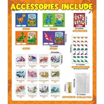 Colplay 24 Packs Valentines Day Gifts for Kids Classroom-Dinosaur Building Blocks with Valentines Da...