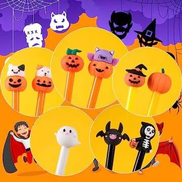 100 Halloween Ballpoint Pens Gel Ink Fun Party Supplies