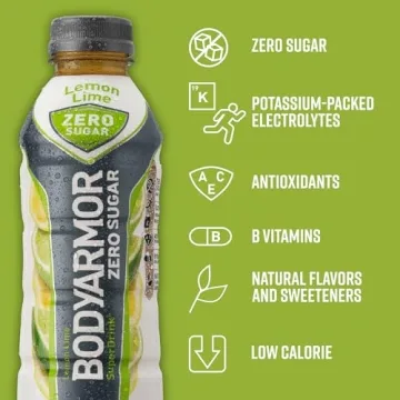 BODYARMOR ZERO Sugar Lemon Lime, Sugar Free Sports Drink - Low-Calorie Hydration - Natural Flavors with Potassium Packed Electrolytes, Antioxidants, and B-vitamins, 16 fl oz (pack of 12)