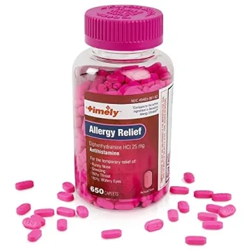 Timely Allergy Relief Diphenhydramine HCl 25 mg - 650 Caplets - Affordable Allergy Medication!