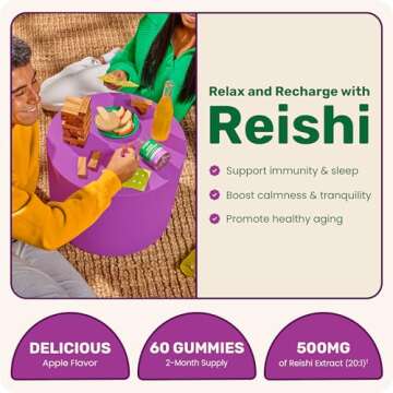 Fungies Reishi Mushroom Gummies - Calming Herbal Supplement for Relaxation & Sleep
