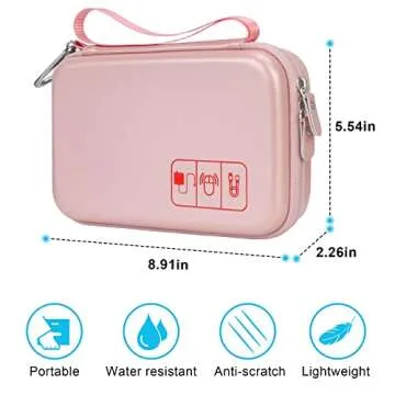 Elonbo Hard Travel Cords Organizer Universal Small Electronic Accessories Carrying Case for Chargers Cable MacBook Adapter Magic Mouse Apple Pencil USB Flash Disk Tech Portable Storage Bag, Rose Gold