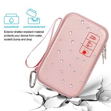 Elonbo Hard Travel Cords Organizer Universal Small Electronic Accessories Carrying Case for Chargers Cable MacBook Adapter Magic Mouse Apple Pencil USB Flash Disk Tech Portable Storage Bag, Rose Gold