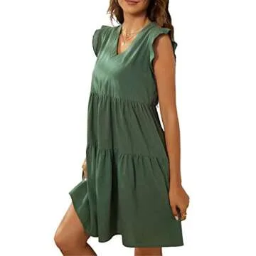 Kate Kasin Women's Summer Mini Dress in Green, Stylish & Comfortable