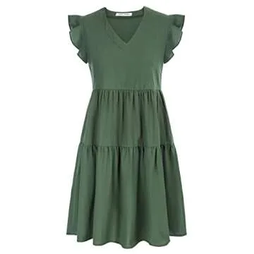 Kate Kasin Women's Summer Mini Dress in Green, Stylish & Comfortable