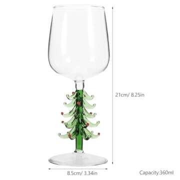 Christmas Tree Stemmed Wine Glasses 360ml Holiday Drinking Goblets Cups Xmas Winter Glassware Cup fo...
