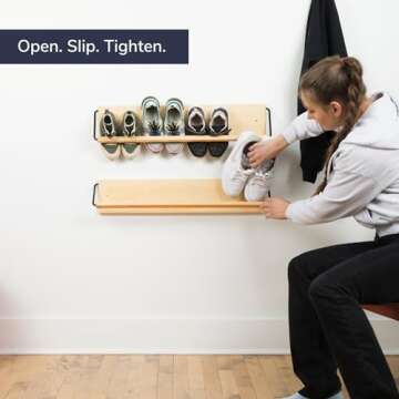 Wall Mounted Shoe Rack - Wooden Entryway Shoe Rack - Hallway Stylish Shoe Rack Wall Mounted - Minimal Design Narrow Shoe Rack for entryway to Keep Any Shoes Off The Floor (Pine, 30 in. Wide)